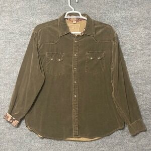 VTG Guess Jeans Corduroy Long Sleeve Pearl Snap Shirt Contrast Cuff Mens Sz XXL